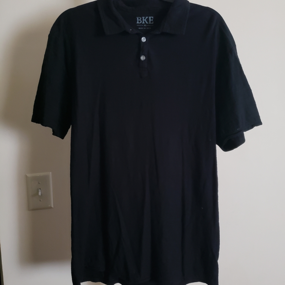 BKE Men's Black Polo with Three-Button Placket